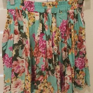 Brandy Melville Floral Turquoise Skirt RARE O/S